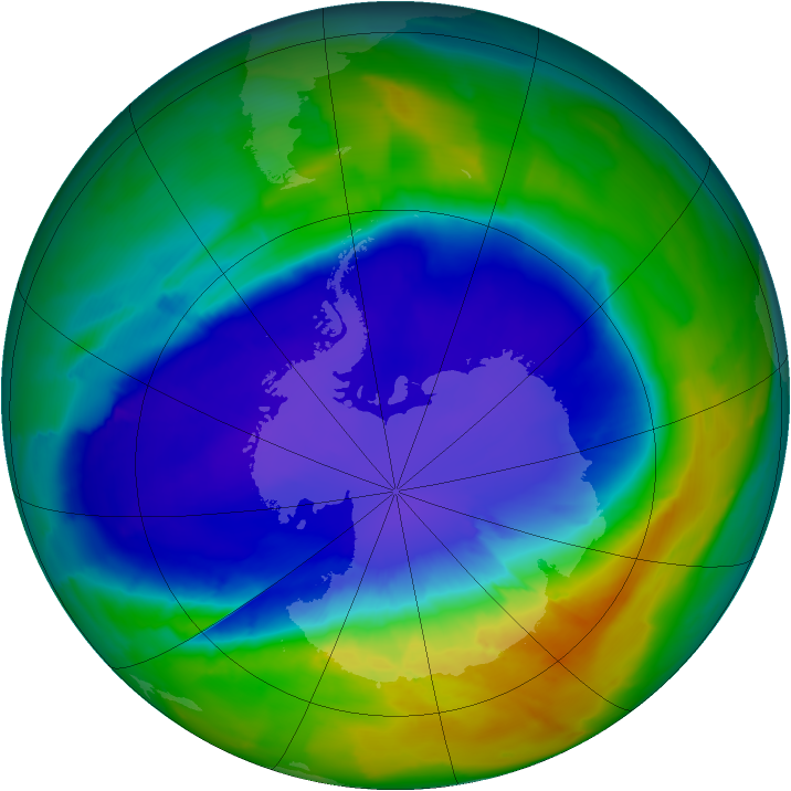 Antarctic ozone map for 21 September 2013